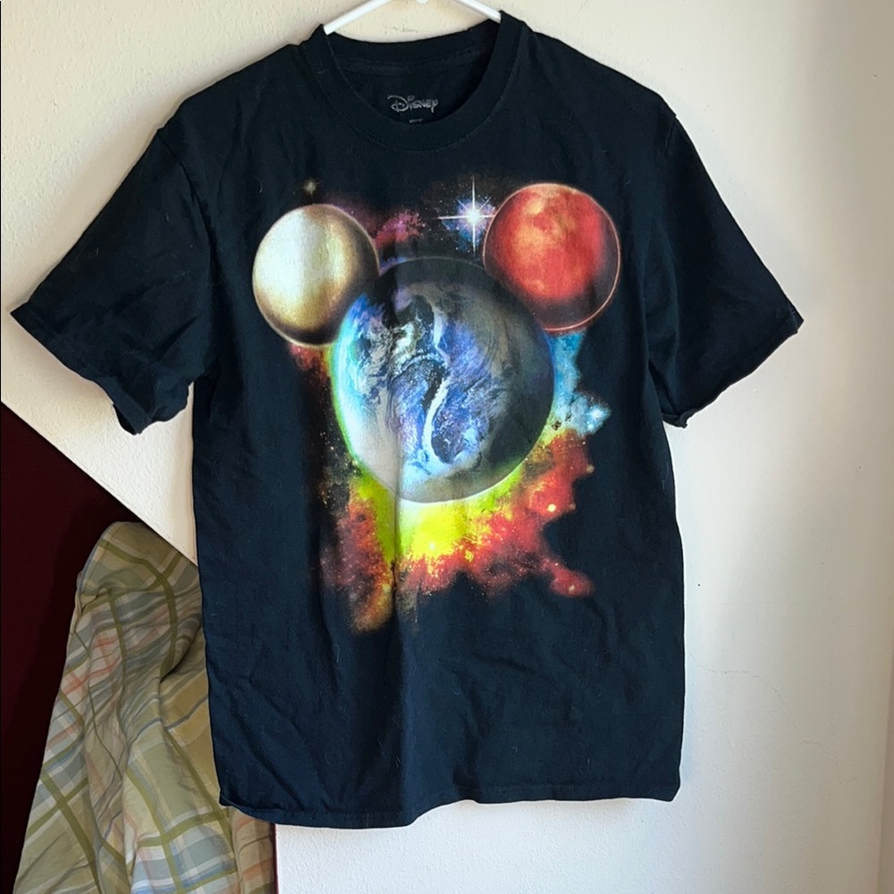 Kids Disney Hidden Mickey Space Planet Graphic T-Shirt - Black M